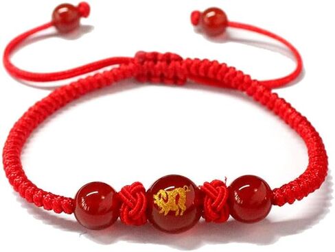 2pcs Bracelet Adjustable String Charm Bracelet Chinese Zodiac Feng Shui Charm Bracelet Lucky Jewelry New Year Gift for Women Men in Kuwait
