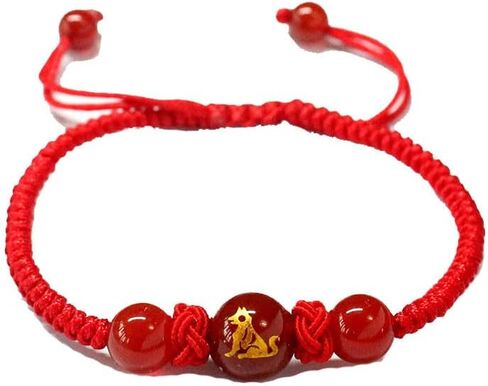 2pcs Bracelet Adjustable String Charm Bracelet Chinese Zodiac Feng Shui Charm Bracelet Lucky Jewelry New Year Gift for Women Men in Kuwait