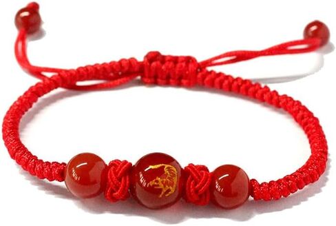 2pcs Bracelet Adjustable String Charm Bracelet Chinese Zodiac Feng Shui Charm Bracelet Lucky Jewelry New Year Gift for Women Men in Kuwait