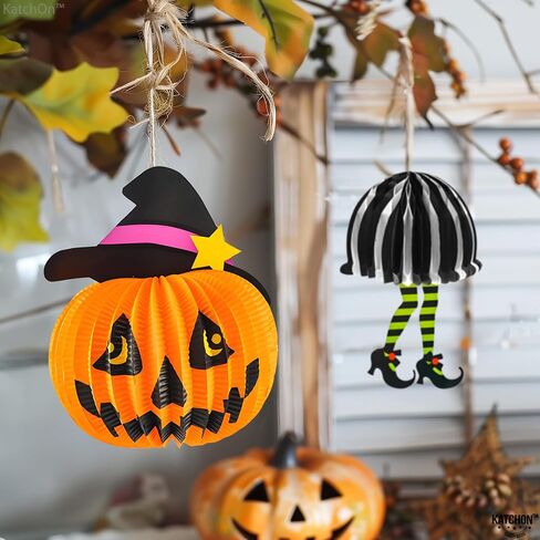KatchOn, Hanging Halloween Decorations - Pack of 6 | Hanging Halloween Honeycombs for Halloween Ceiling Decorations | Halloween Hanging Bats, Pumpkin, Spider for Scary Halloween Decorations Indoor in Saudi Arabia