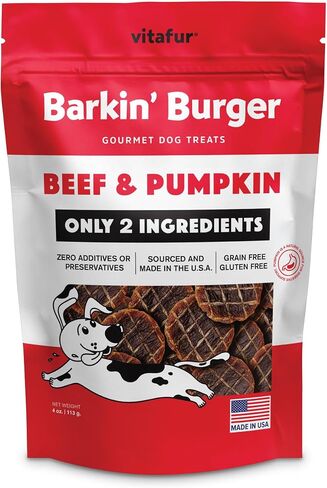 Barkin Burger - Wild Alaskan Salmon & Pumpkin Grain-Free Dog Treats, 4 oz - Premium Two-Ingredient, All-Natural, Low-Fat, Lean Protein Treats for Dogs and Breeds in Saudi Arabia