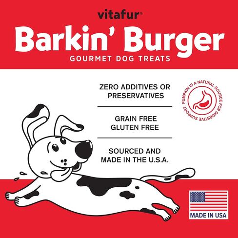 Barkin Burger - Wild Alaskan Salmon & Pumpkin Grain-Free Dog Treats, 4 oz - Premium Two-Ingredient, All-Natural, Low-Fat, Lean Protein Treats for Dogs and Breeds in Saudi Arabia