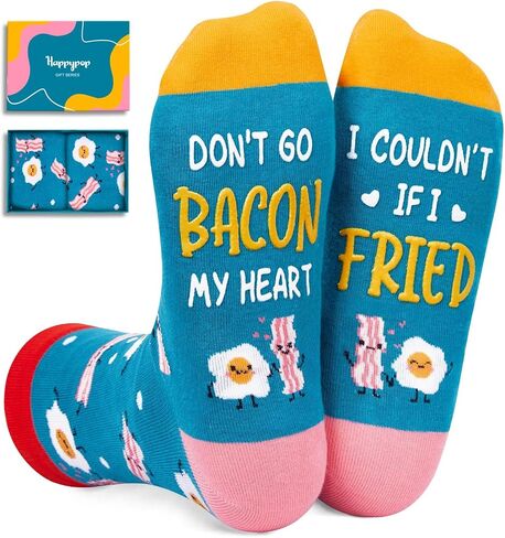 HAPPYPOP Food Socks for Men Women - Taco Bacon Egg Socks, Taco Bacon Food Lovers Gifts in Saudi Arabia