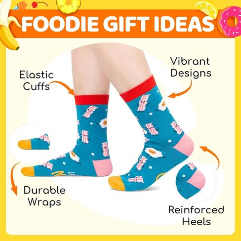 HAPPYPOP Food Socks for Men Women - Taco Bacon Egg Socks, Taco Bacon Food Lovers Gifts in Saudi Arabia