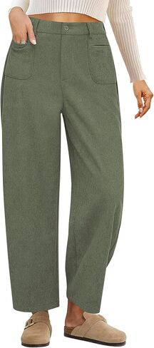GRAPENT Barrel Pants for Women High Waisted Corduroy Elastic Waist Trendy Loose Casual Fall Trousers Pants with Pockets in Kuwait