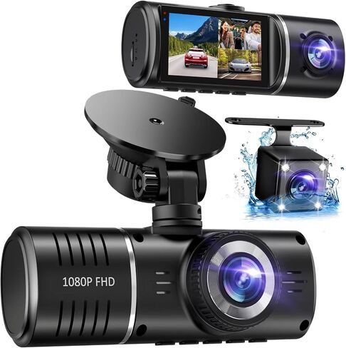 Dash Cam الأمامي والخلفي من الداخل ، كاميرا اندفاعة 3 قناة للسيارات ، وكاميرا Dash Car 1080p ، وكاميرا Dash Triple ، وكاميرا اندفاعة مع بطاقة 32 جيجابايت ، وتسجيل حلقة ، و HDR ، و G-Sens ، ومواقف على مدار 24 ساعة in Kuwait