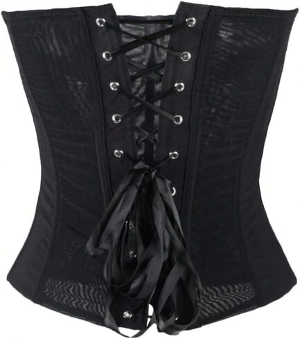 Floerns Women's Mesh Sheer Corset Tube Tops Strapless Sleeveless Lace Up Bandeau Corset Top Party Clubwear in Saudi Arabia