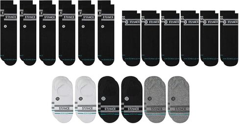 مجموعة جوارب Stance Vital All Heights مكونة من 18 قطعة للرجال والنساء، أسود + متعدد الألوان، مزيج قطني ومريح للاستخدام اليومي، مقاس كبير in Saudi Arabia