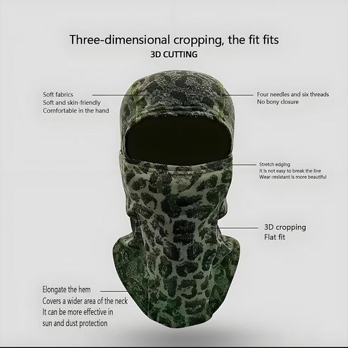 Heat Reactive Camouflage Balaclava, Full Face Ski Mask, Stretch Fit Neck Gaiter with 3D Cutting in Saudi Arabia