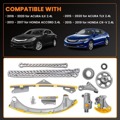 144015A2A02 مجموعة سلسلة التوقيت متوافقة مع Honda Accord 2013-2017، CR-V 2016-2020، Acura ILX 2016-2020، Acura TLX 2015-2020 2.4L استبدال 14401-5A2-A02 14510-5A2-A01 K24W1 K24W7 in Saudi Arabia
