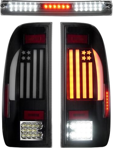 مصابيح خلفية LED + مجموعة مصابيح الفرامل الثالثة تناسب Ford F250 F350 F450 F550 Super Duty 1999-2007، المصابيح الخلفية وضوء إيقاف التثبيت العالي، 3 قطع، عدسات دخان in Saudi Arabia