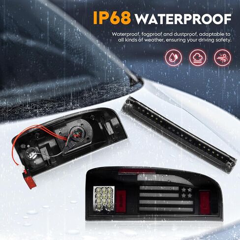 مصابيح خلفية LED + مجموعة مصابيح الفرامل الثالثة تناسب Ford F250 F350 F450 F550 Super Duty 1999-2007، المصابيح الخلفية وضوء إيقاف التثبيت العالي، 3 قطع، عدسات دخان in Saudi Arabia