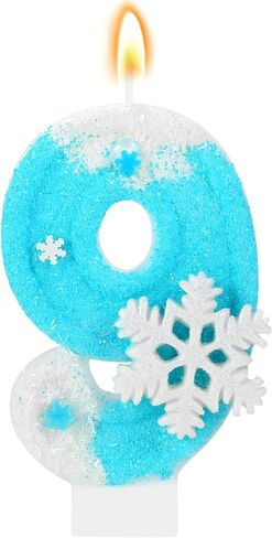 Frozen Birthday Candle Snowflake Number 4 Candle Cake Topper Cupcake Decor Frozen 4th Birthday Party Decorations Anniversary Celebrations Supplies Favors in Saudi Arabia