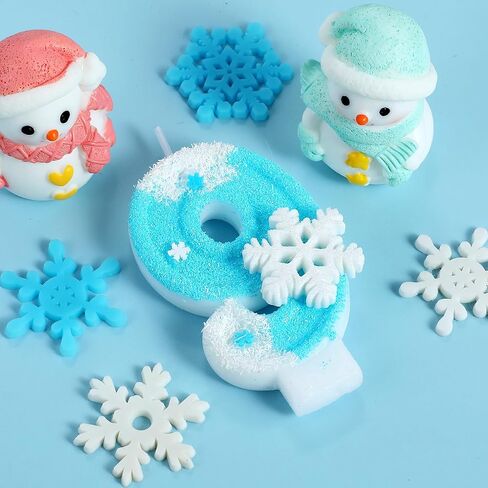 Frozen Birthday Candle Snowflake Number 4 Candle Cake Topper Cupcake Decor Frozen 4th Birthday Party Decorations Anniversary Celebrations Supplies Favors in Saudi Arabia