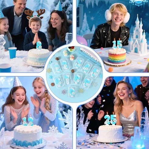 Frozen Birthday Candle Snowflake Number 4 Candle Cake Topper Cupcake Decor Frozen 4th Birthday Party Decorations Anniversary Celebrations Supplies Favors in Saudi Arabia
