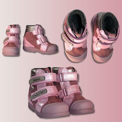 Kids Girls’ Genuine Leather Orthopedic Boots – Arch Support Shoes with Corrective Support for Flat Feet & Overpronation, Stable Ankle Support, Adjustable Straps, Pink Glitter Unicorn Design in Saudi Arabia