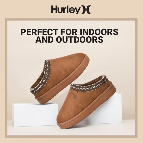 Hurley Kids Modi Slippers - Indoor and Outdoor Slip-On Shoes for Boys and Girls, Durable Clogs With Faux Fur Fleece Lining - Warm Winter House Slippers in Saudi Arabia