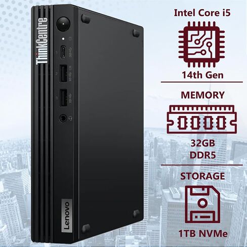 Lenovo ThinkCentre Tiny M70q Gen 5 Intel 14-Core i5-13500T (Beat i7-12700), 16GB DDR5 RAM, 512GB NVMe, WiFi 6E, Bluetooth, RJ-45, DP Port, HDMI, W11P, Business Desktop in Saudi Arabia