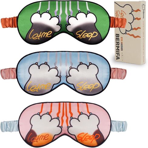 Sleep Masks, 3 Packs Silky Satin Eye Masks for Sleeping,Effective Light Blocking Blindfold for Men Women, Cute Cat Paw Design, with No-Pressure Elastic Strap in Saudi Arabia