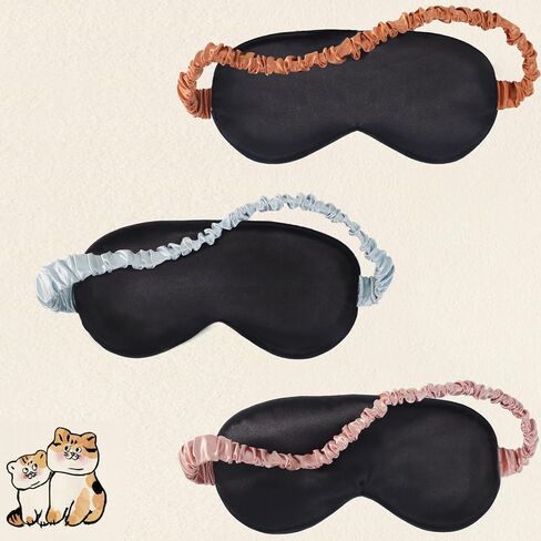 Sleep Masks, 3 Packs Silky Satin Eye Masks for Sleeping,Effective Light Blocking Blindfold for Men Women, Cute Cat Paw Design, with No-Pressure Elastic Strap in Saudi Arabia