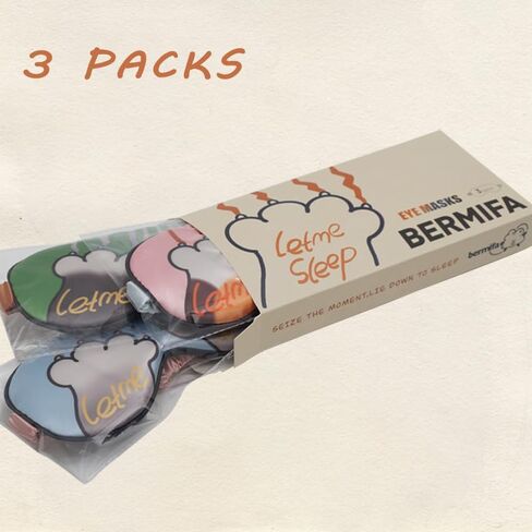 Sleep Masks, 3 Packs Silky Satin Eye Masks for Sleeping,Effective Light Blocking Blindfold for Men Women, Cute Cat Paw Design, with No-Pressure Elastic Strap in Saudi Arabia