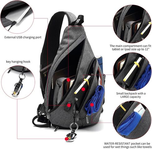 TUDEQU Sling Backpack,8 Pockets One Strap Backpack for Men Large Sling Bag,19L Single Strap Backpack for Men in Saudi Arabia