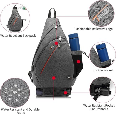 TUDEQU Sling Backpack,8 Pockets One Strap Backpack for Men Large Sling Bag,19L Single Strap Backpack for Men in Saudi Arabia