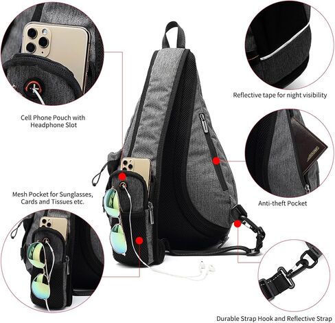 TUDEQU Sling Backpack,8 Pockets One Strap Backpack for Men Large Sling Bag,19L Single Strap Backpack for Men in Saudi Arabia