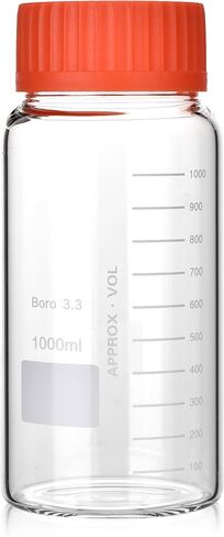 1 Pieces 2000ml Wide Mouth Graduated Round Reagent Bottle,Borosilicate 3.3 Glass Bottle,Media Storage Bottle With GL80 Orange Polypropylene Screw Cap in Saudi Arabia