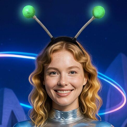 DRESBE Light Up Alien Antenna Headband LED Space Headbands Glow Party Hair Accessories للنساء in Kuwait