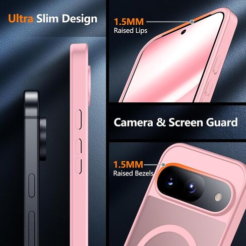 for Google Pixel 8A Case, Compatible with Magsafe, [Military Drop Protection] [Anti-Fingerprint] Slim Translucent Matte Back Durable Phone Case,Black in Kuwait