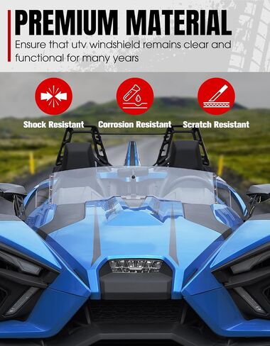 A & UTV PRO Durable Hard-Coated PC Front Windshield for Polaris Slingshot S SL SLR R LE GT 2015-2024, Scratch-Resistant Front Wind Deflector for Polaris Slingshot Accessories, OEM #2882154 in Saudi Arabia