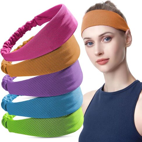5 قطع من عصابات رأس التبريد، عصابات رأس تبريد قابلة للتمدد، عصابات رأس رياضية ماصة للرطوبة للنساء والرجال أثناء التمارين واليوجا والجري وركوب الدراجات in Kuwait