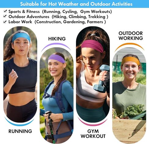 5 قطع من عصابات رأس التبريد، عصابات رأس تبريد قابلة للتمدد، عصابات رأس رياضية ماصة للرطوبة للنساء والرجال أثناء التمارين واليوجا والجري وركوب الدراجات in Kuwait