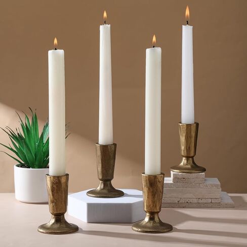 Mumufy Set of 4 Brass Taper Candle Holders Antique Vintage Candlestick Holders Brass Iron Taper Candlestick Decorative Candle Stand Decor for Weddings Dining Parties Timeless Décor Accent in Saudi Arabia