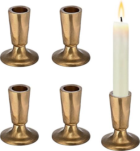 Mumufy Set of 4 Brass Taper Candle Holders Antique Vintage Candlestick Holders Brass Iron Taper Candlestick Decorative Candle Stand Decor for Weddings Dining Parties Timeless Décor Accent in Saudi Arabia
