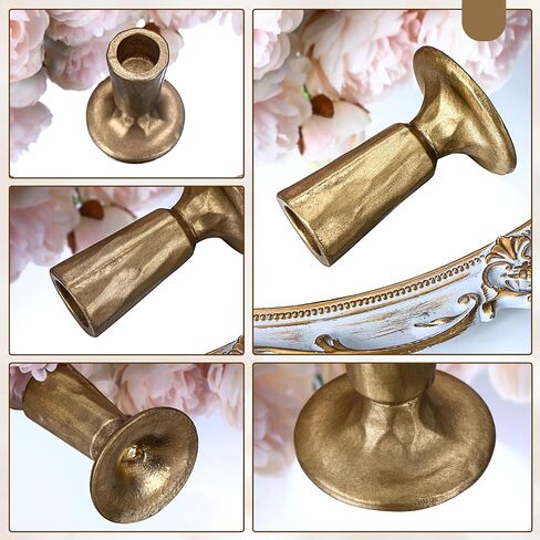 Mumufy Set of 4 Brass Taper Candle Holders Antique Vintage Candlestick Holders Brass Iron Taper Candlestick Decorative Candle Stand Decor for Weddings Dining Parties Timeless Décor Accent in Saudi Arabia
