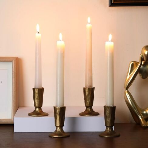 Mumufy Set of 4 Brass Taper Candle Holders Antique Vintage Candlestick Holders Brass Iron Taper Candlestick Decorative Candle Stand Decor for Weddings Dining Parties Timeless Décor Accent in Saudi Arabia