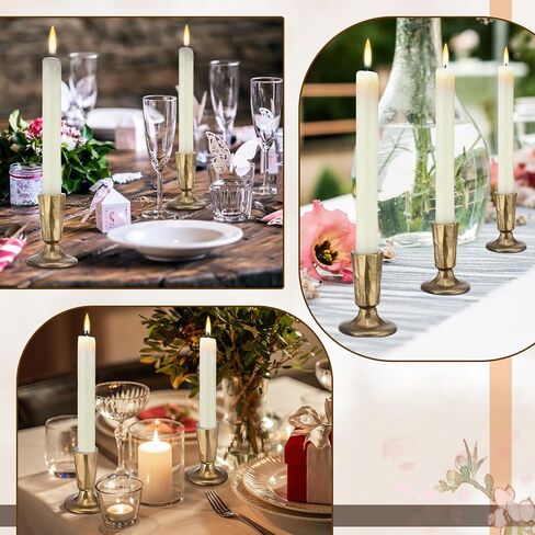 Mumufy Set of 4 Brass Taper Candle Holders Antique Vintage Candlestick Holders Brass Iron Taper Candlestick Decorative Candle Stand Decor for Weddings Dining Parties Timeless Décor Accent in Saudi Arabia