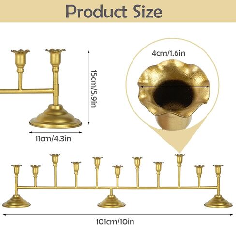 Scalloped Gold 12ct Taper Holder Candelabra Antique Finish Christmas Vintage Scalloped Taper Candle Holder Farmhouse Candle Holder Decor Wedding, Dinning, Party (Antique Brass) in Saudi Arabia