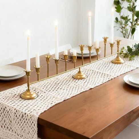 Scalloped Gold 12ct Taper Holder Candelabra Antique Finish Christmas Vintage Scalloped Taper Candle Holder Farmhouse Candle Holder Decor Wedding, Dinning, Party (Antique Brass) in Saudi Arabia