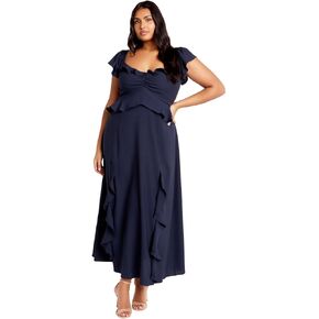 City Chic Women's Plus Size Dress - Fee Frill Maxi in Saudi Arabia
