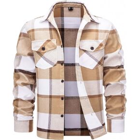 Cotrasen Mens Flannel Shirts Long Sleeve Flannel Shirt for Men Cotton Casual Button Up Plaid Shirt with 2 Pockets in Kuwait