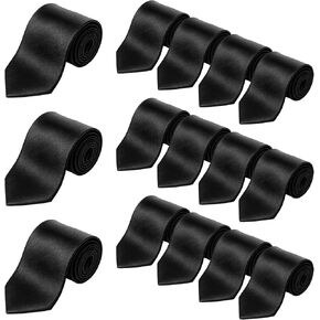 15 Pcs Black Ties for Men, Bulk Solid Satin Pure Color Groomsmen Black Tie 3.15'' Formal Necktie For Wedding Choir Uniform Business Occasion in Kuwait