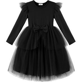 Arshiner Toddler Girls Tutu Dress Princess Tiered Tulle Long Sleeve Bowknot Birthday Party Dresses in Saudi Arabia