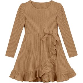 فستان الخريف للفتيات الصغيرات من القطن بتنورة غير منتظمة للحفلات والأميرة بأكمام طويلة وفساتين كاجوال للشتاء للفتيات الصغيرات in Kuwait