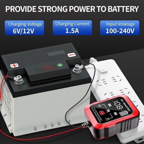 1.5A 6V/12V Smart Battery Charger – Automatic Maintainer, Trickle Charger & Desulfator with Overcharge Protection & Temperature Compensation – for Lead-Acid Batteries in Saudi Arabia