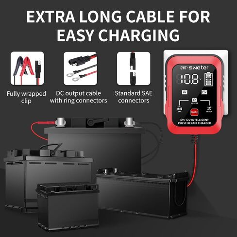 1.5A 6V/12V Smart Battery Charger – Automatic Maintainer, Trickle Charger & Desulfator with Overcharge Protection & Temperature Compensation – for Lead-Acid Batteries in Saudi Arabia
