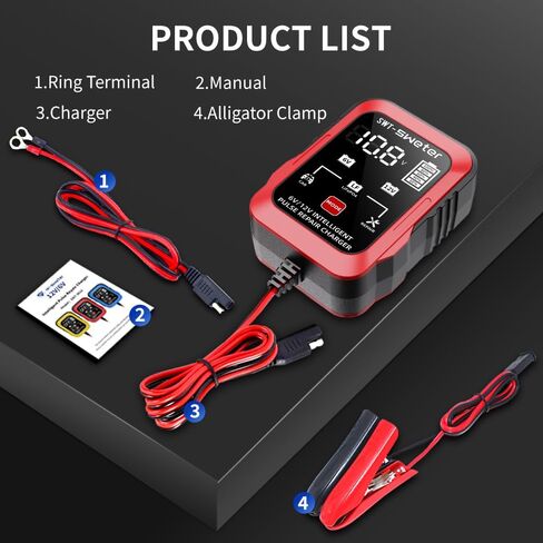 1.5A 6V/12V Smart Battery Charger – Automatic Maintainer, Trickle Charger & Desulfator with Overcharge Protection & Temperature Compensation – for Lead-Acid Batteries in Saudi Arabia