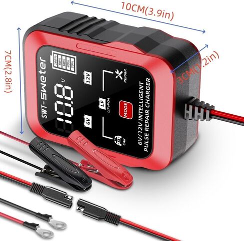 1.5A 6V/12V Smart Battery Charger – Automatic Maintainer, Trickle Charger & Desulfator with Overcharge Protection & Temperature Compensation – for Lead-Acid Batteries in Saudi Arabia